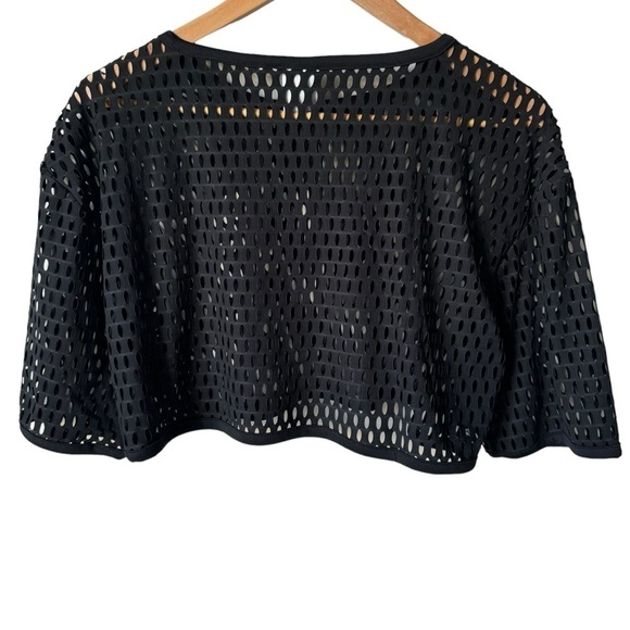 Adidas Big Logo Sleeveless Shirt Mesh Crop T-shirt Duo Black Women’s Medium - Picture 9 of 14